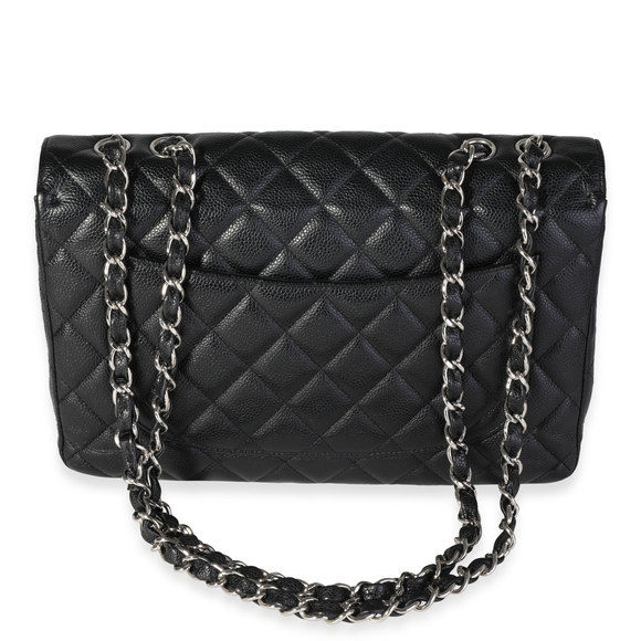 Chanel Black Quilted Caviar Jumbo Classic Single Flap Handbag - Picture 3 of 8